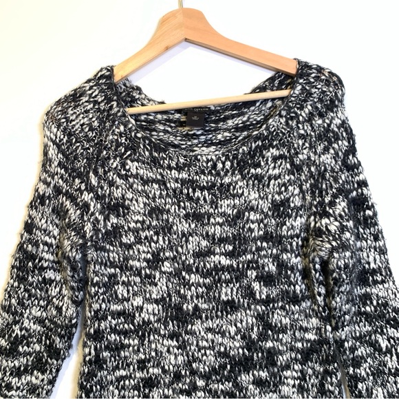 Ann Taylor Black White Knit Wool Sweater Size Medium - Picture 10 of 16